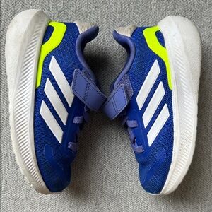 7t Adidas Cloudfoam Velcro strap Sneakers Blue/White/Neon Yellow